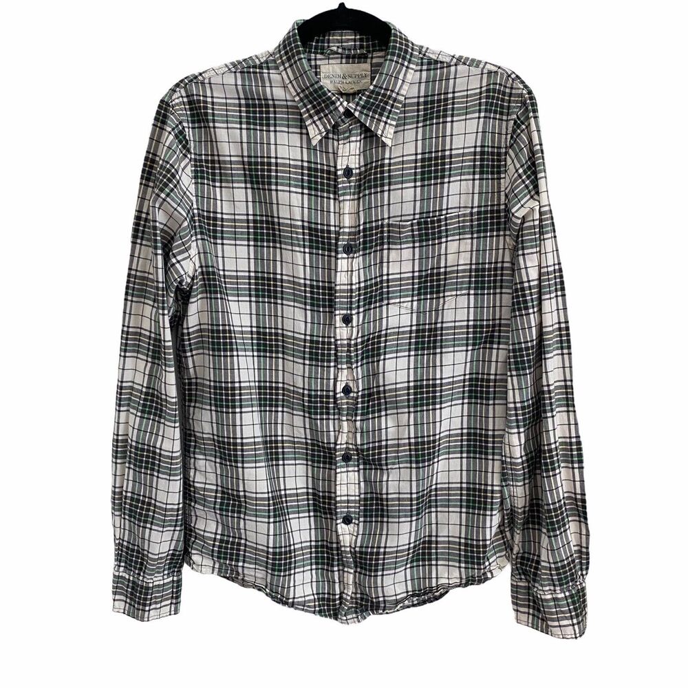 Denim & Supply Ralph Lauren Medium Shirt Mens Long Sleeve Button Front Plaid